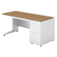 【組立設置込】プラス US-1 片袖机 幅1500×奥行700×高さ720mm  ミディアムウッド US-157DL-3 T2/W4 1台（直送品）