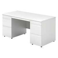 【組立設置込】プラス US-1 両袖机 幅1500×奥行700×高さ720mm  ホワイト US-157D-33 WS/W4 1台（直送品）