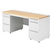 【組立設置込】プラス US-1 両袖机 幅1600×奥行600×高さ720mm  ホワイトメープル US-166A-33 WM/W4 1台（直送品）