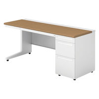 【組立設置込】プラス US-1 片袖机 幅1600×奥行600×高さ720mm  ミディアムウッド US-166D-3 T2/W4 1台（直送品）