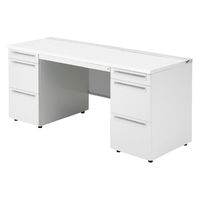 【組立設置込】プラス US-1 両袖机 幅1600×奥行600×高さ720mm  ホワイト US-166A-33 WS/W4 1台（直送品）