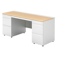 【組立設置込】プラス US-1 両袖机 幅1600×奥行600×高さ720mm  ホワイトメープル US-166D-33 WM/W4 1台（直送品）