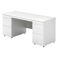 【組立設置込】プラス US-1 両袖机 幅1600×奥行600×高さ720mm  ホワイト US-166D-33 WS/W4 1台（直送品）