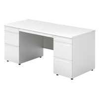 【組立設置込】プラス US-1 両袖机 幅1600×奥行700×高さ720mm  ホワイト US-167D-33 WS/W4 1台（直送品）