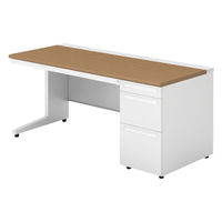 【組立設置込】プラス US-1 片袖机 幅1600×奥行700×高さ720mm  ミディアムウッド US-167DL-3 T2/W4 1台（直送品）