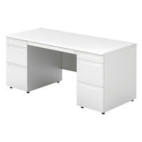 【組立設置込】プラス US-1 両袖机 幅1600×奥行700×高さ720mm  ホワイト US-167DL-33 WS/W4 1台（直送品）