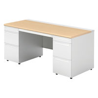 【組立設置込】プラス US-1 両袖机 幅1600×奥行700×高さ720mm  ホワイトメープル US-167DL-33 WM/W4 1台（直送品）