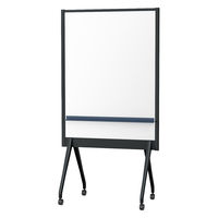 【組立設置込】プラス パーティションホワイトボード アルク ブラックフレーム ネイビートレイ 1台（直送品）