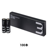 アスクル アルカリ乾電池 プレミアムロング 単3形 単３ 単二 LR6 ブラック 大容量 業務用 1ケース（100本） オリジナル