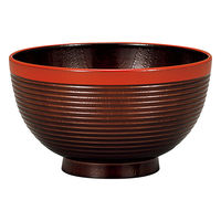 ミタニ レンジ欅千筋杢目汁椀 溜塗 帯朱 530859 1個（直送品）