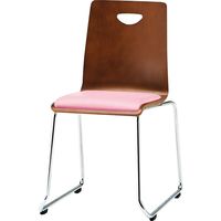 藤沢工業 TOKIO RMシリーズ リフレッシュチェア 合皮張 ループ脚 RM-L2L-S パステルピンク/ブラウン 1セット（4脚入）（取寄品）