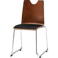 藤沢工業 TOKIO RMHシリーズ リフレッシュチェア 合皮張 ループ脚 RMH-L2L-S ネオブラック/ブラウン 1セット（4脚入）（取寄品）