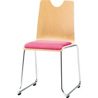 藤沢工業 TOKIO RMHシリーズ リフレッシュチェア 布張り ループ脚 RMH-N2F-S ピンクローズ/ナチュラル 1セット（4脚入）（取寄品）