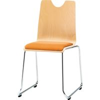 藤沢工業 TOKIO RMHシリーズ リフレッシュチェア 布張り ループ脚 RMH-N2F-S オレンジ/ナチュラル 1セット（4脚入）（取寄品）