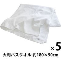 ヒオリエ 日本製 ラージタオル 大判バスタオル ホテルスタイルタオル 5枚 オフホワイト 白 約90×180cm タオル 業務用 厚手 吸水 セット