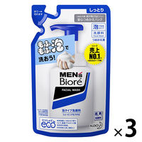 メンズビオレ 洗顔料 泡タイプ シェービング 肌しっとり 詰め替え 130ml 3個 もふもふ泡で洗おう！（イチオシ）