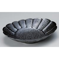 アースモス 美濃焼 楕円鉢 黒結晶花型楕円鉢 （2個入）（直送品）