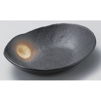 アースモス 美濃焼 楕円鉢 黒備前8.0小判鉢 （3個入）（直送品）