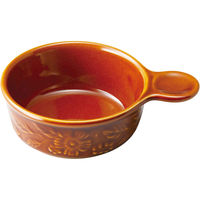 三陶 【萬古焼】レリーフ アメ 手付スープボウルS 17526 1個（直送品）