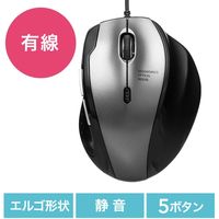 サンワダイレクト 静音マウス（有線・エルゴノミクス・人間工学・中型・DPI切替・ガンメタリック） 400-MA111GM 1個（直送品）