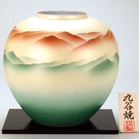 九谷焼 花瓶 8号花瓶・釉裏金箔彩山茶花（花台付）お祝い 記念品