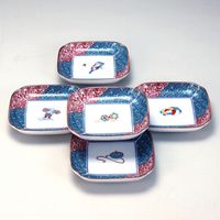 伊野正峰 九谷焼 4号皿揃 錦絵（直送品） - アスクル