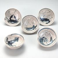 伊野正峰 【九谷焼】 4号小鉢揃 海の幸 N151-06（直送品）