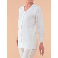 神戸生絲 婦人キルト前開き長袖（丸型マジック）オフホワイト BM2