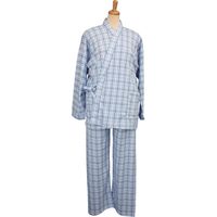 羽衣綿業 スムースパジャマ型ねまき　紳士　ブルー　L　760 7600 【介護用衣類】ウェルファンカタログ ウェルファンコード：122017（直送品）