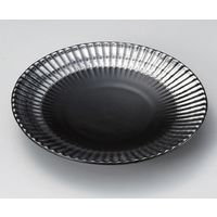 アースモス 美濃焼 丸皿（小） 黒マット刷毛菊形皿 (2個入)（直送品）