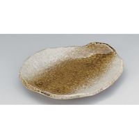アースモス 美濃焼 変形皿（大） 金茶吹変形