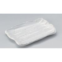 アースモス 美濃焼 変形皿（中） 白釉荒ソギ焼物皿 (4個入)（直送品）