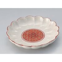 アースモス 美濃焼 フルーツ皿（丸） 赤絵菊型取皿 (3個入)（直送品）