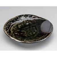 アースモス 美濃焼 フルーツ皿（丸） いぶし織部石目取皿 (6個入)（直送品）