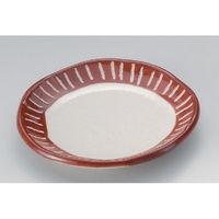 アースモス 美濃焼 フルーツ皿（丸） 渕彫十草5.0皿 赤色 (5個入)（直送品）