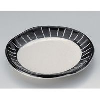 アースモス 美濃焼 フルーツ皿（丸） 渕彫十草5.0皿 黒色 (5個入)（直送品）
