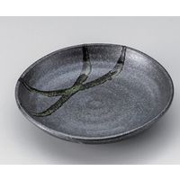 アースモス 美濃焼 フルーツ皿（丸） いぶし黒三ツ山4.5皿 (9個入)（直送品）