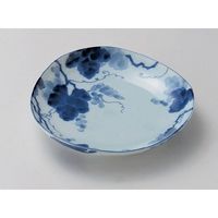 アースモス 美濃焼 小皿 藍染ぶどう三角4.0皿 (12個入)（直送品）