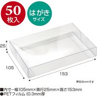 ササガワ 透明ボックス はがきサイズ 105×153×25 50-450 1冊（50枚袋入）（取寄品）