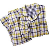 セシール シャツパジャマ C（紺系×黄系：チェック） LL NW-205（取寄品）