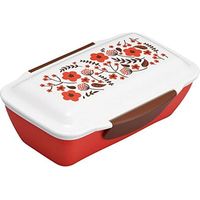 小森樹脂 弁当箱 ドームランチボックス500(Leaves&Flowers) レッド 4972242658119 1セット(3個)（直送品）