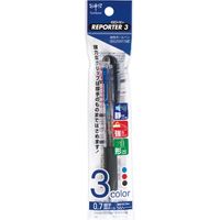 トンボ鉛筆 ３色ボールペン　リポーター３　透明パック FCB-131 1セット（5本）