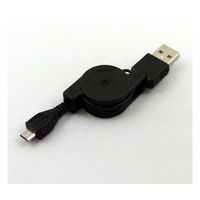 アズワン microUSB巻き取りケーブル 0.7m（黒） EM-URC2AMMCM08-BK 1個 63-3182-51（直送品）