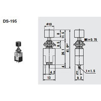 ミヤマ電器 スイッチ押しボタンタイプOFF-ON黒オルタネイト DS195-K 1個 63-3123-12（直送品）