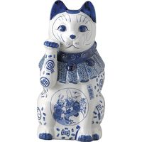 瀬戸焼 招き猫 染付猫15号 （1個入）（直送品）