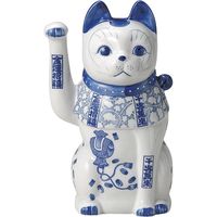 瀬戸焼 招き猫 染付猫（中）右 （1個入）（直送品）