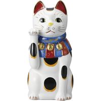 瀬戸焼 招き猫 赤絵ブチ猫 大（右） （1個入）（直送品）