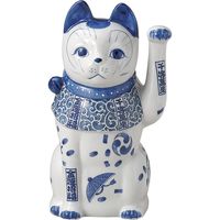 瀬戸焼 招き猫 染付猫（中）左 （1個入）（直送品）