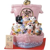 七福神置物 七福猫宝船ピンク （1個入）（直送品）