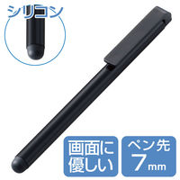 タッチペン スタイラスペン シリコン スタンダードタイプ クリップ付 ブラック P-TP01BK エレコム 1個
